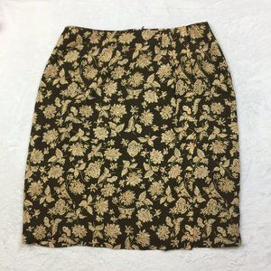 CHAUS A-line Skirt Pleated Front Floral Print